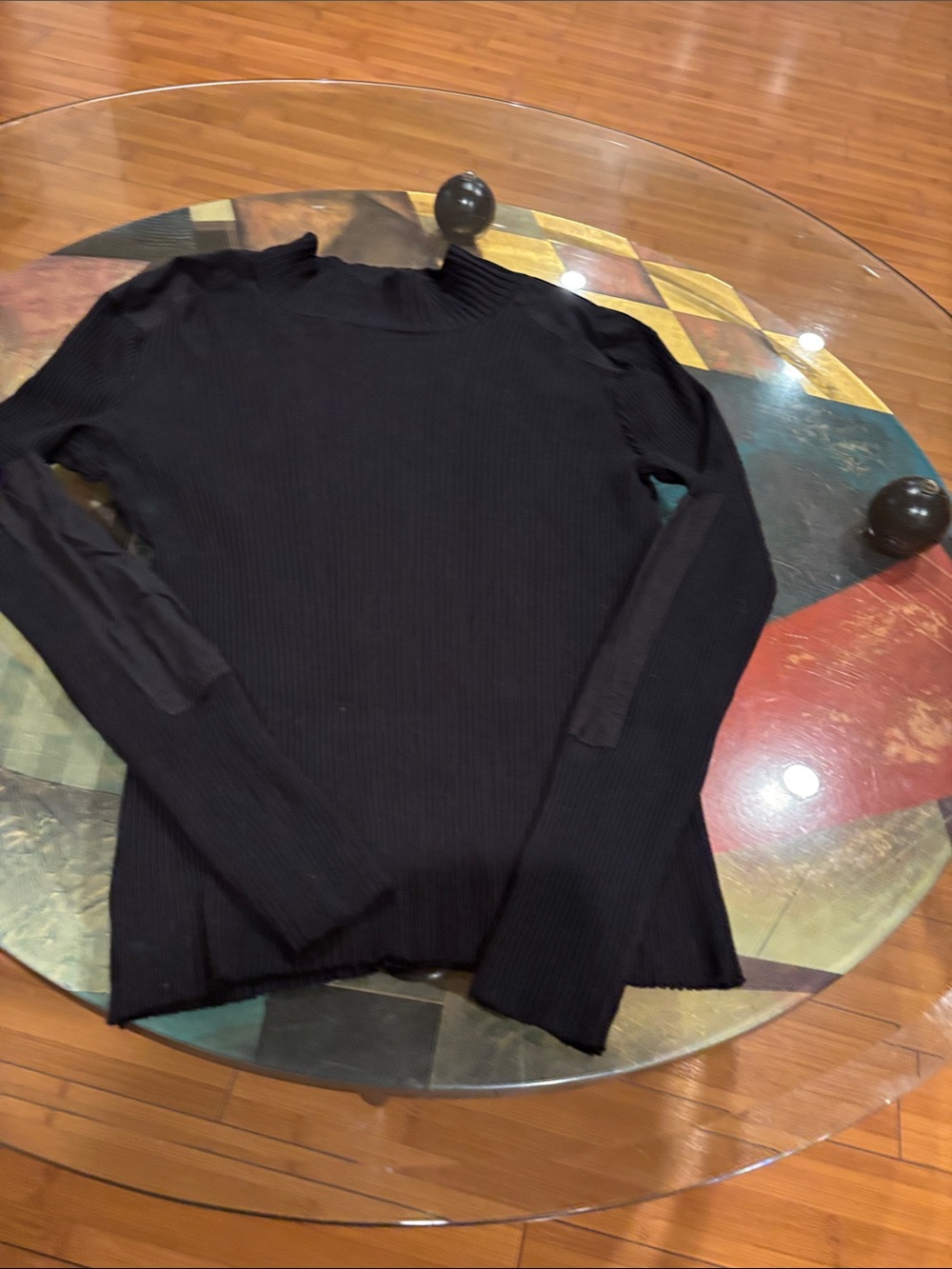 Zara Black Ribbed Long Sleeve Top